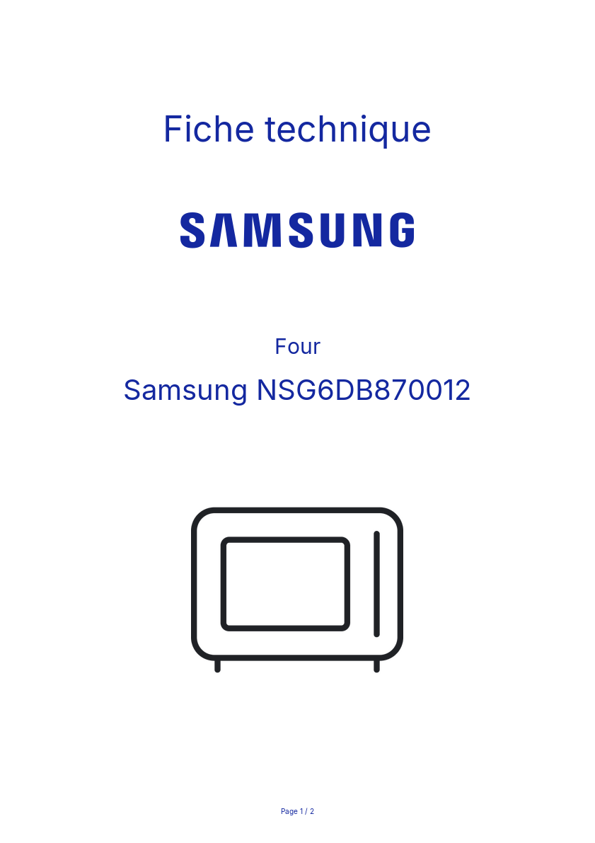 Page n°1 - Fiche technique Samsung NSG6DB870012