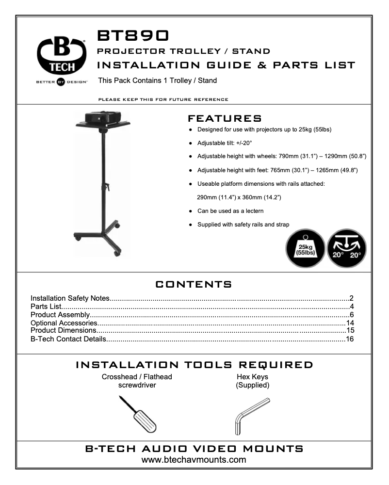 Page 1 of the manual User Manual B-Tech BT890B