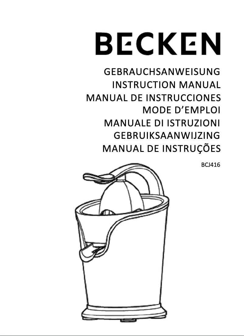 Image de la première page du manuel de l'appareil BCJ-416