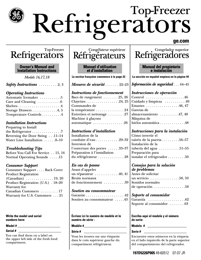 Page n°1 - Guide d'installation Hotpoint HTS18CCSRCC