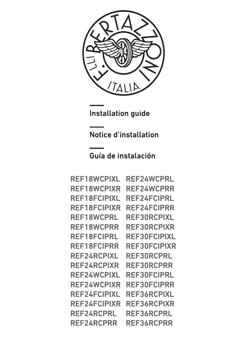 Page 1 de la notice Guide d'installation Bertazzoni REF36RCPRL