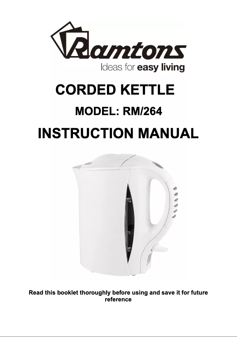 Page 1 de la notice Manuel utilisateur Ramtons RM/264