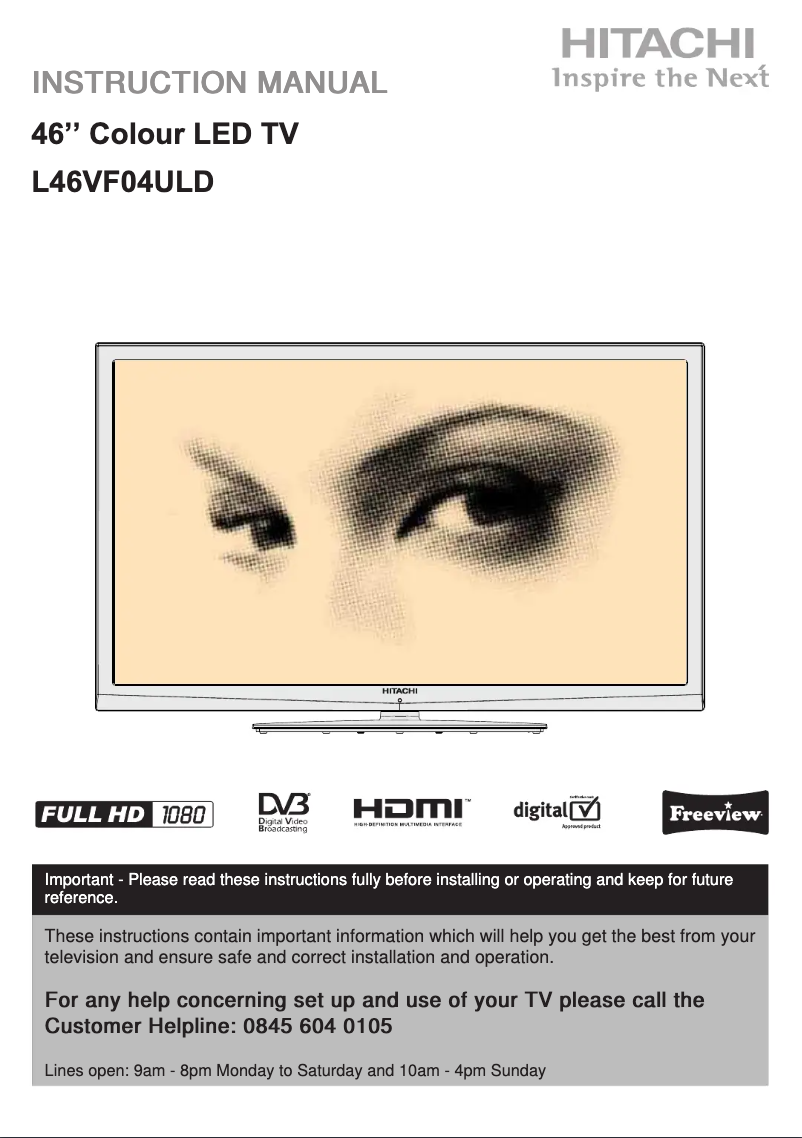 Page 1 de la notice Manuel utilisateur Hitachi L46VF04ULD