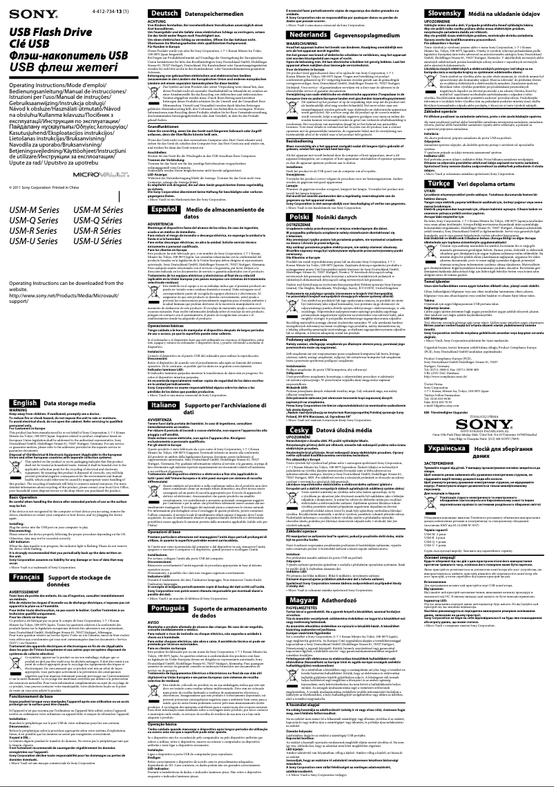 Page 1 de la notice Manuel utilisateur Sony USM32GU