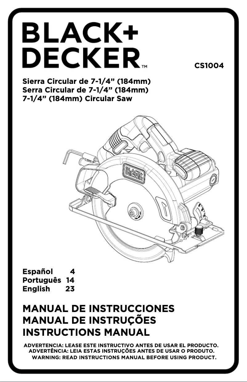 Image de la première page du manuel de l'appareil CS1004