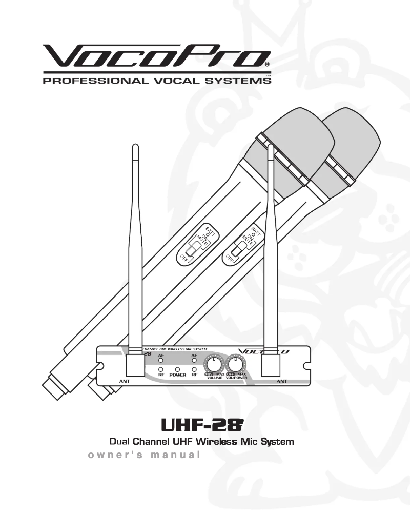 Page 1 de la notice Manuel utilisateur Vocopro UHF-28