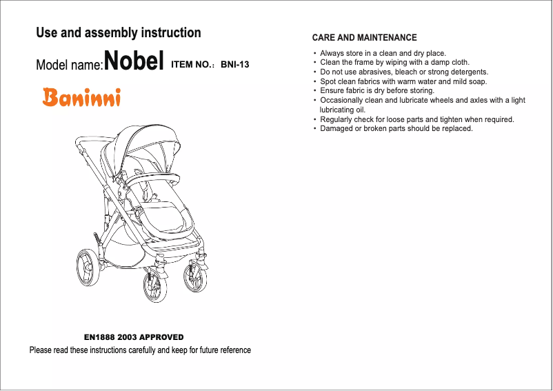 Page 1 de la notice Manuel utilisateur Baninni Nobel 3in1