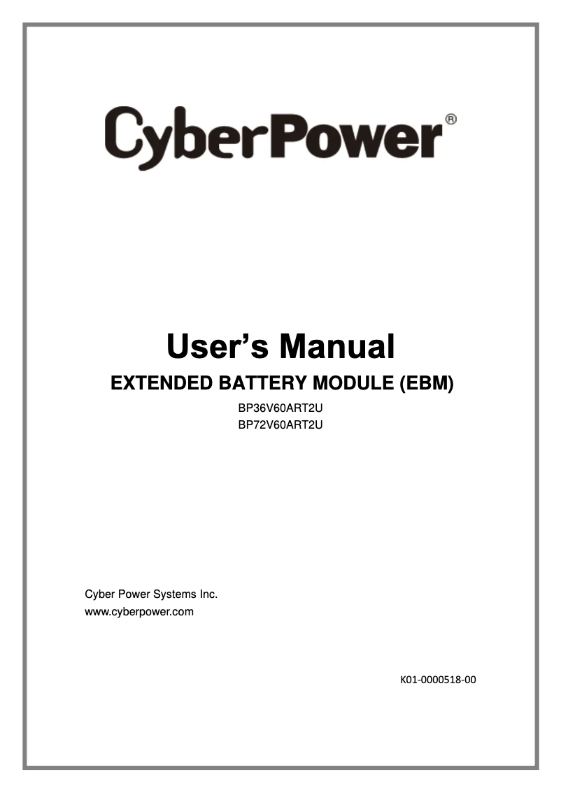 Page 1 de la notice Manuel utilisateur CyberPower BP72V60ART2U