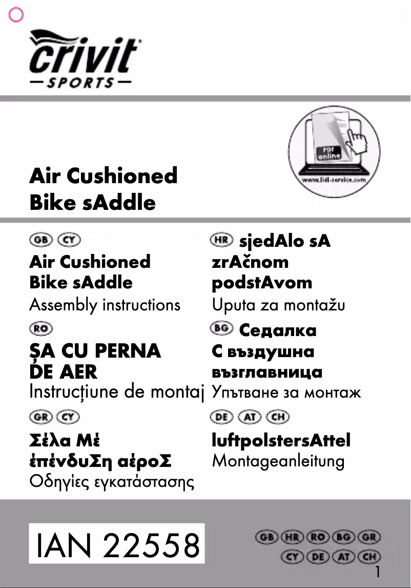 Page 1 de la notice Manuel utilisateur Crivit IAN 22558