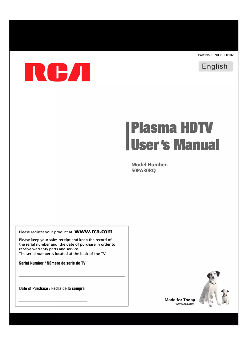 Page 1 of the manual User Manual RCA 50PA30RQ