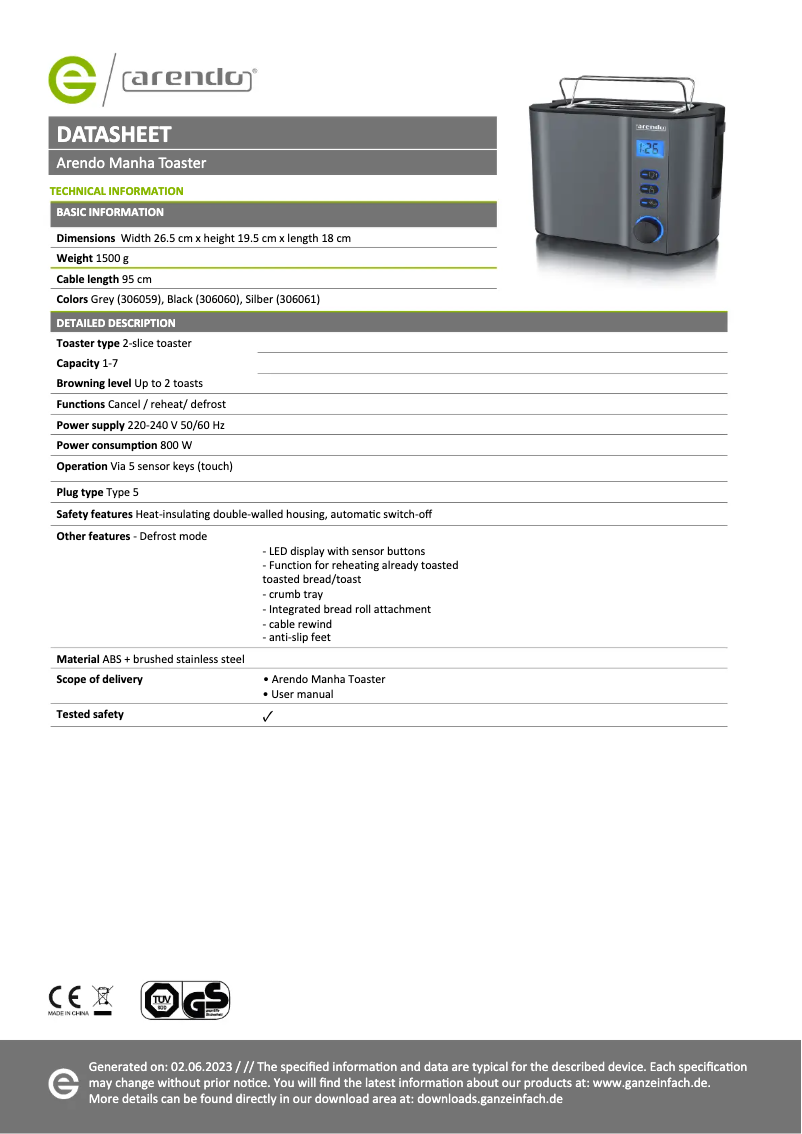 Image de la première page du manuel de l'appareil Manha Compact 306060