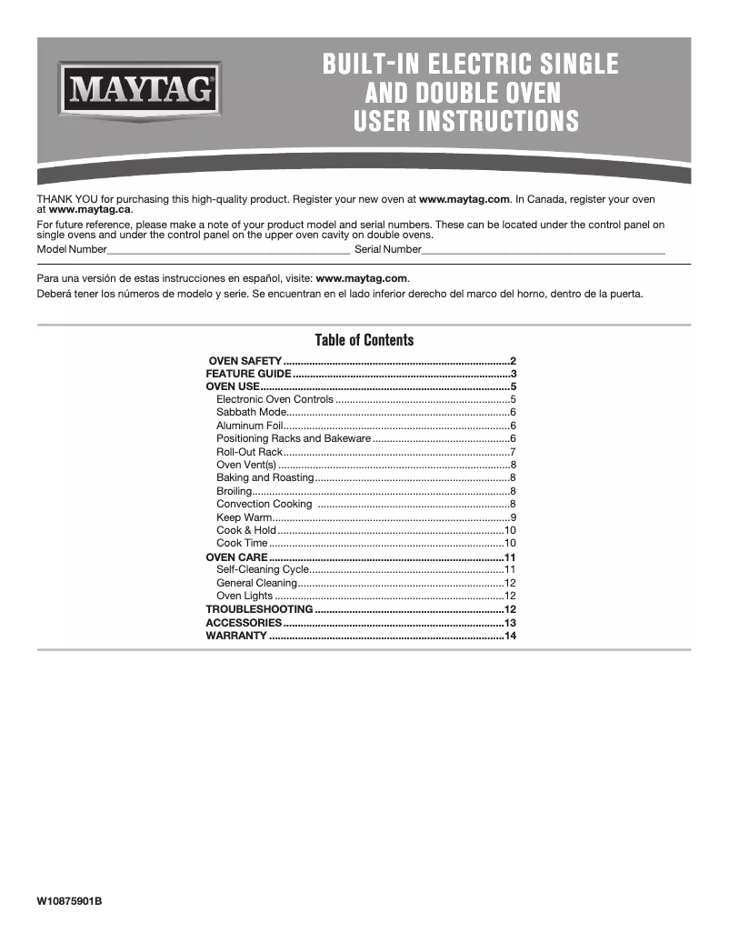 Page 1 de la notice Mode d'emploi Maytag MEW9627FZ