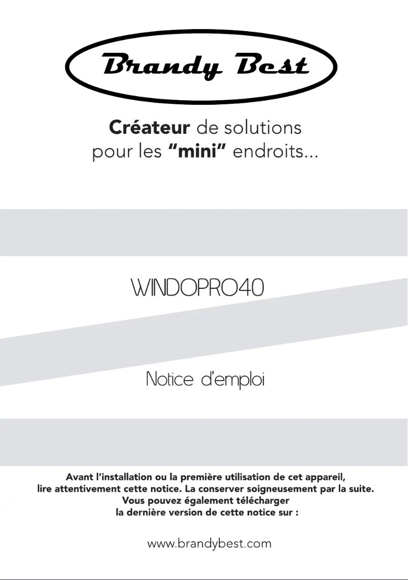 Page n°1 - Manuel utilisateur Brandy Best WINDOPRO40