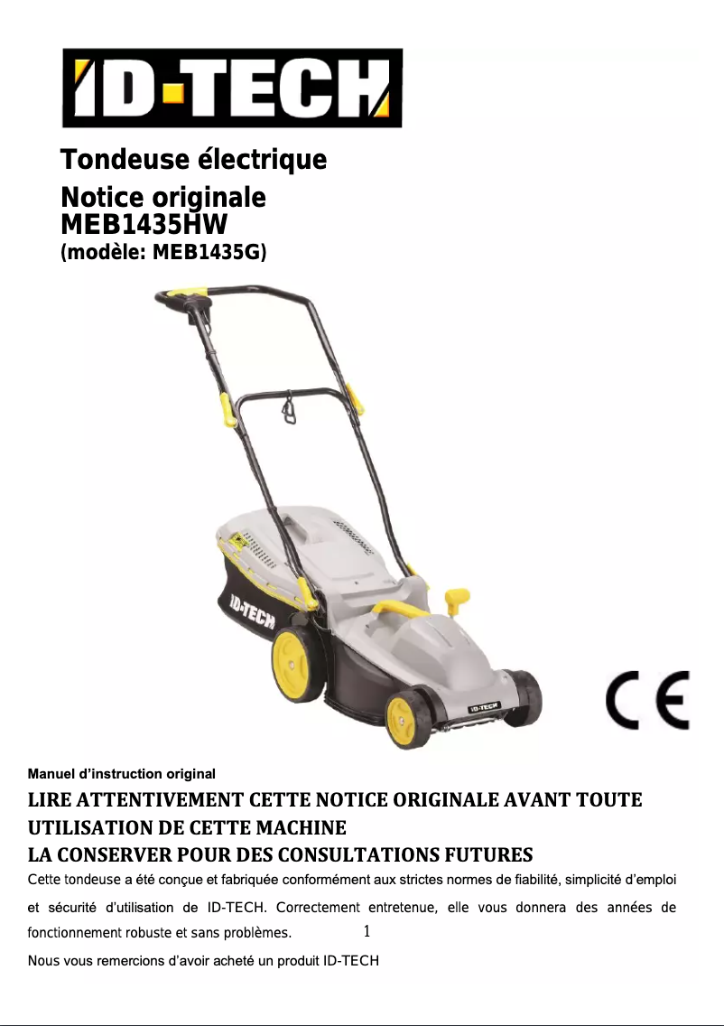Page n°1 - Manuel utilisateur ID Tech MEB1435HW