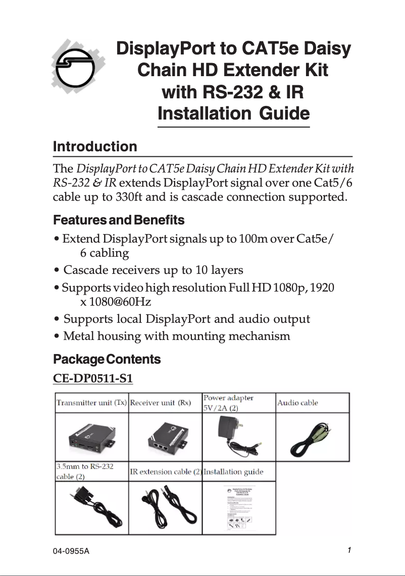 Page n°1 - Manuel utilisateur Siig CE-DP0611-S1