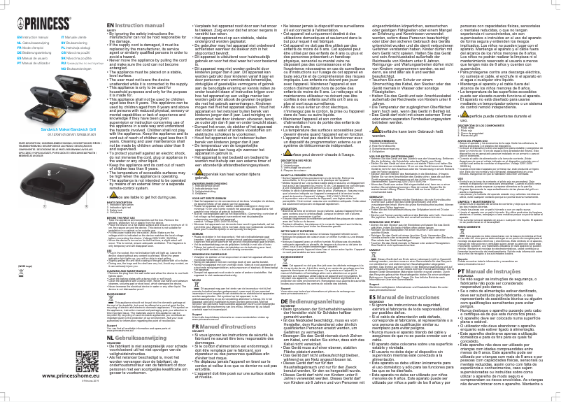 Page n°1 - Manuel utilisateur Princess Sandwich Maker 127002
