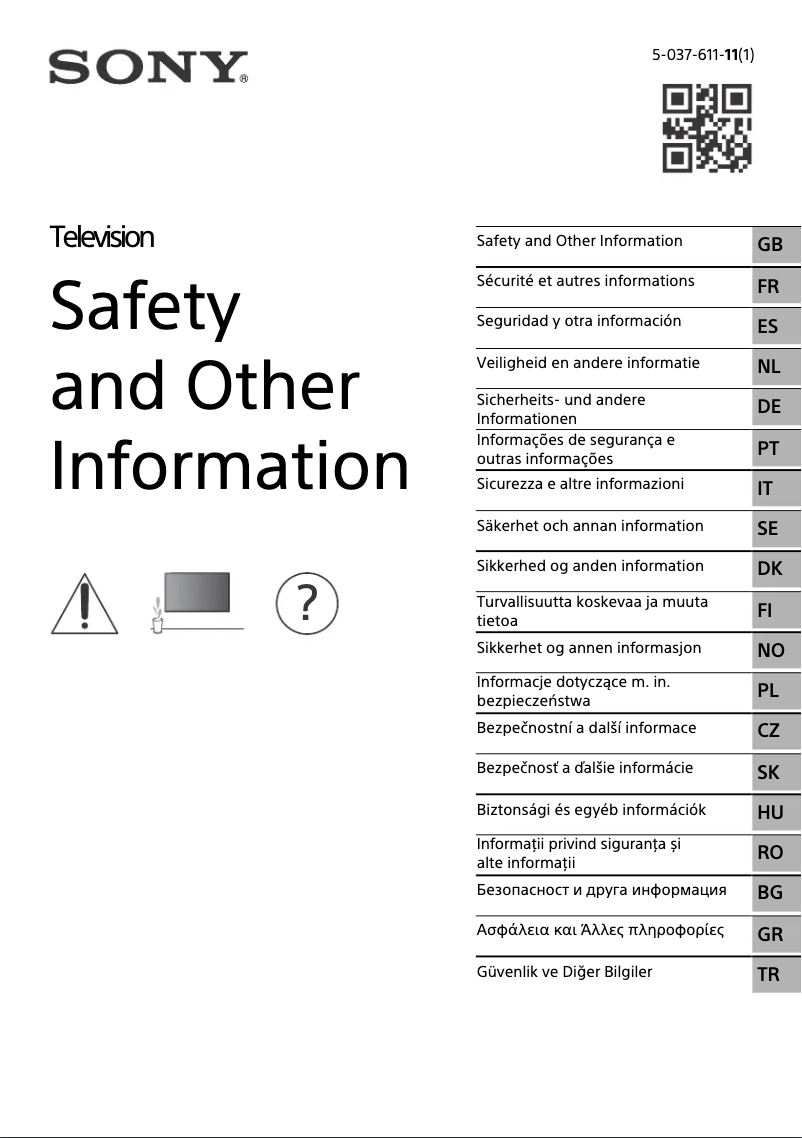 Page n°1 - Instructions de sécurité Sony KD-65X89K