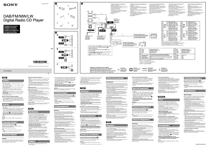Page 1 de la notice Guide d'installation Sony CDX-DAB500U