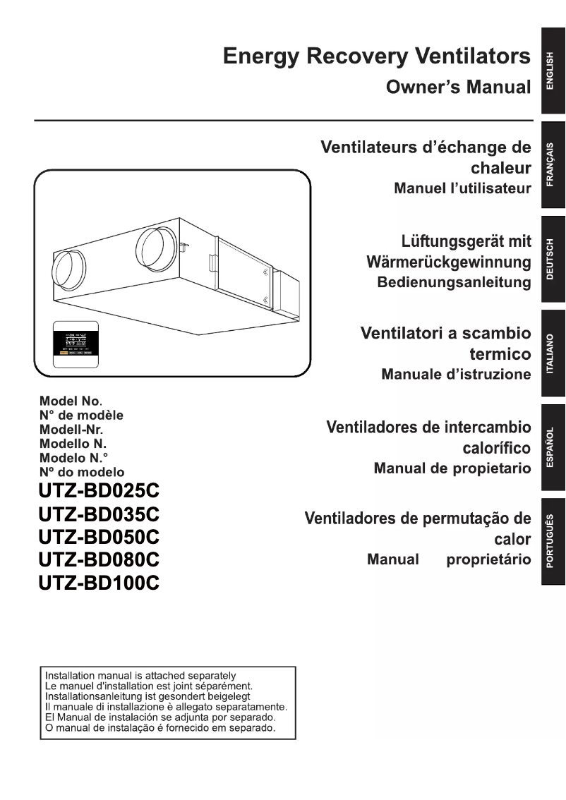 Image de la première page du manuel de l'appareil UTZ-BD025C