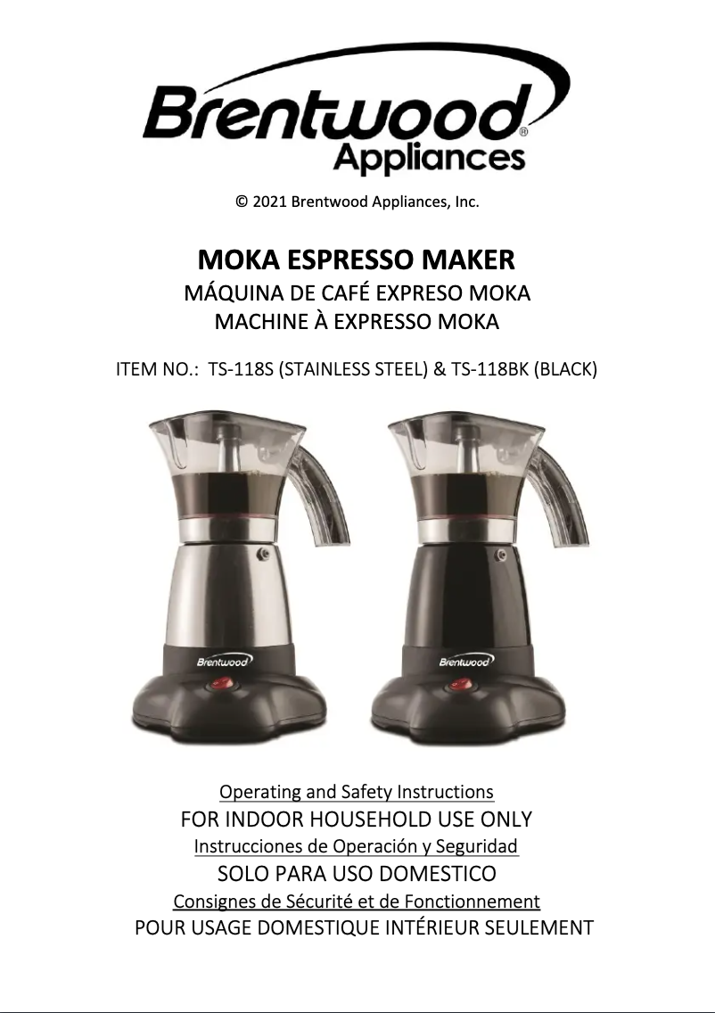 Page 1 de la notice Manuel utilisateur Brentwood TS-118BK