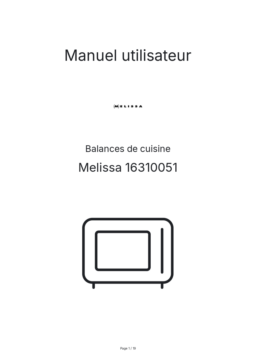 Image de la première page du manuel de l'appareil 16310051
