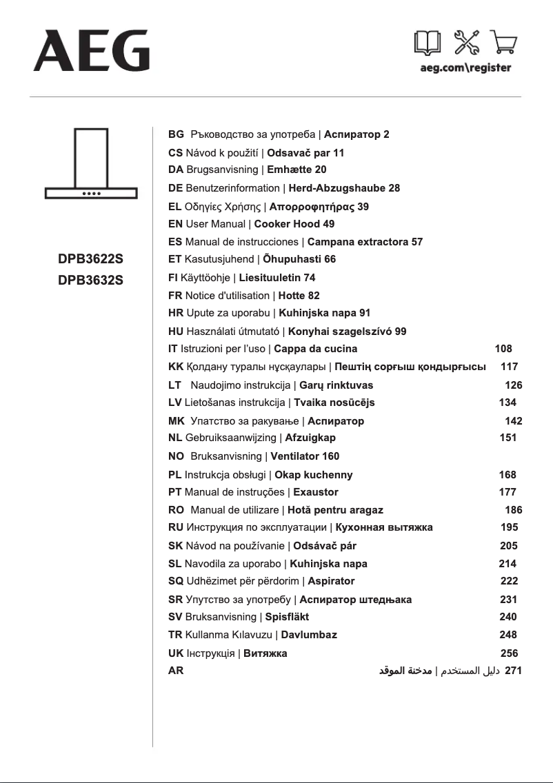 Page 1 de la notice Manuel utilisateur AEG DPB3632S