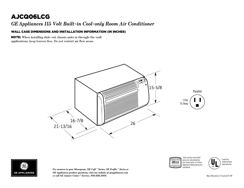 Image de la première page du manuel de l'appareil AJCQ06LCG