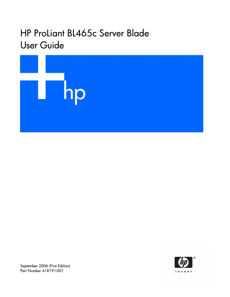 Page 1 de la notice Manuel utilisateur HP ProLiant BL465c