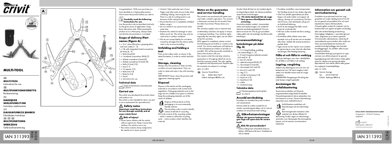 Page 1 de la notice Manuel utilisateur Crivit IAN 311393