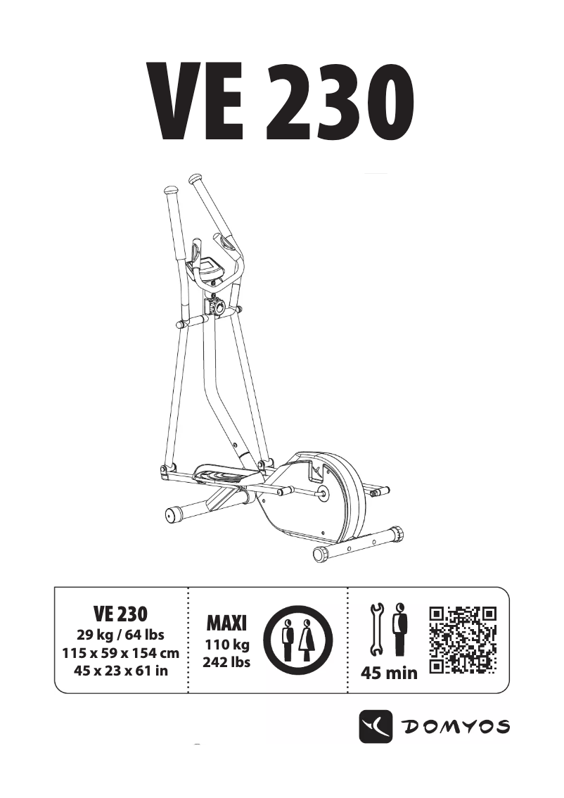 Page 1 de la notice Manuel utilisateur Domyos VE 230