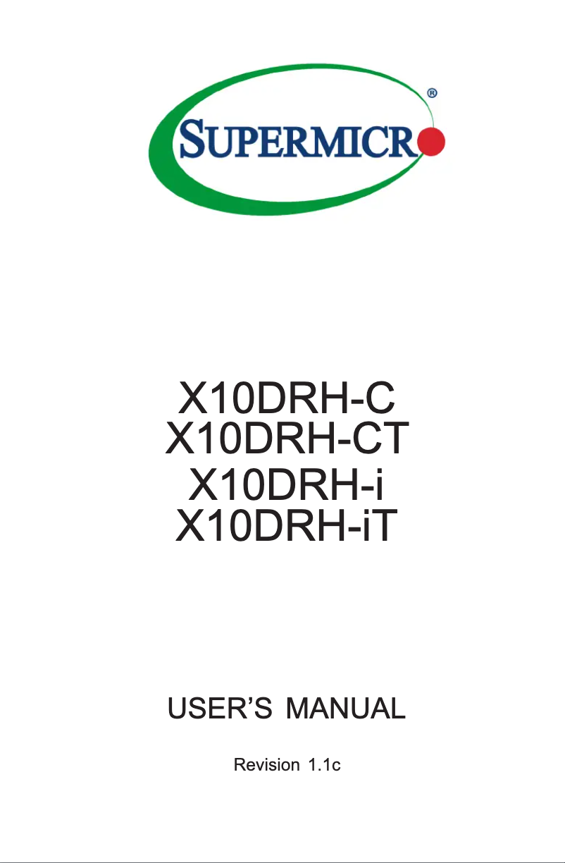 Image de la première page du manuel de l'appareil X10DRH-CT