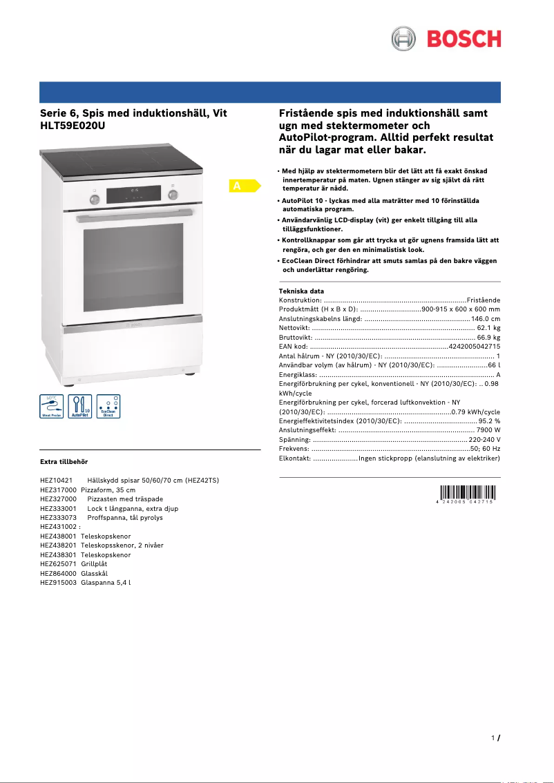 Page 1 de la notice Manuel utilisateur Bosch HLT59E020U