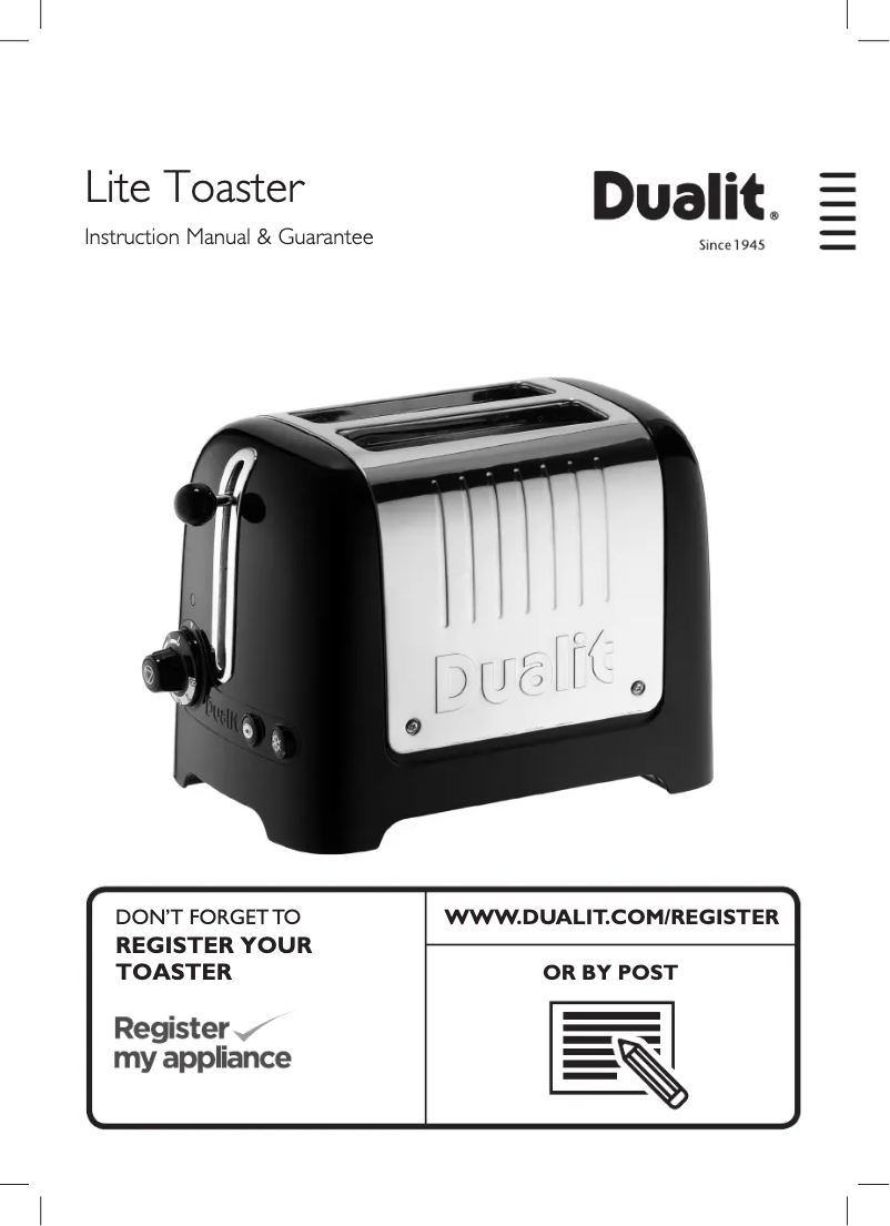 Page 1 de la notice Manuel utilisateur Dualit Lite Toaster