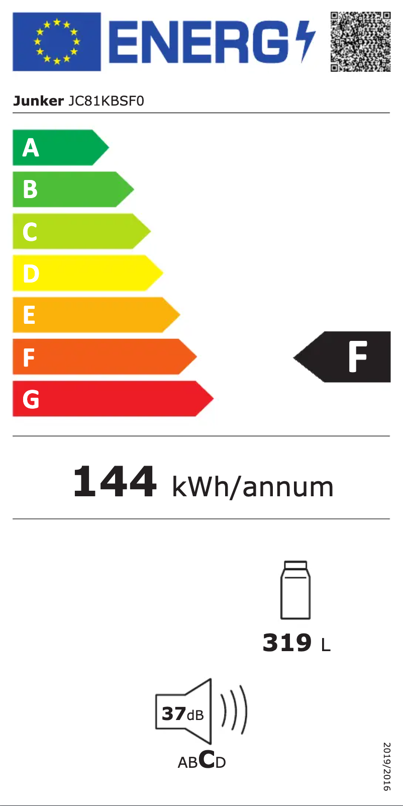 Page n°1 - Label énergétique Junker JC81KBSF0