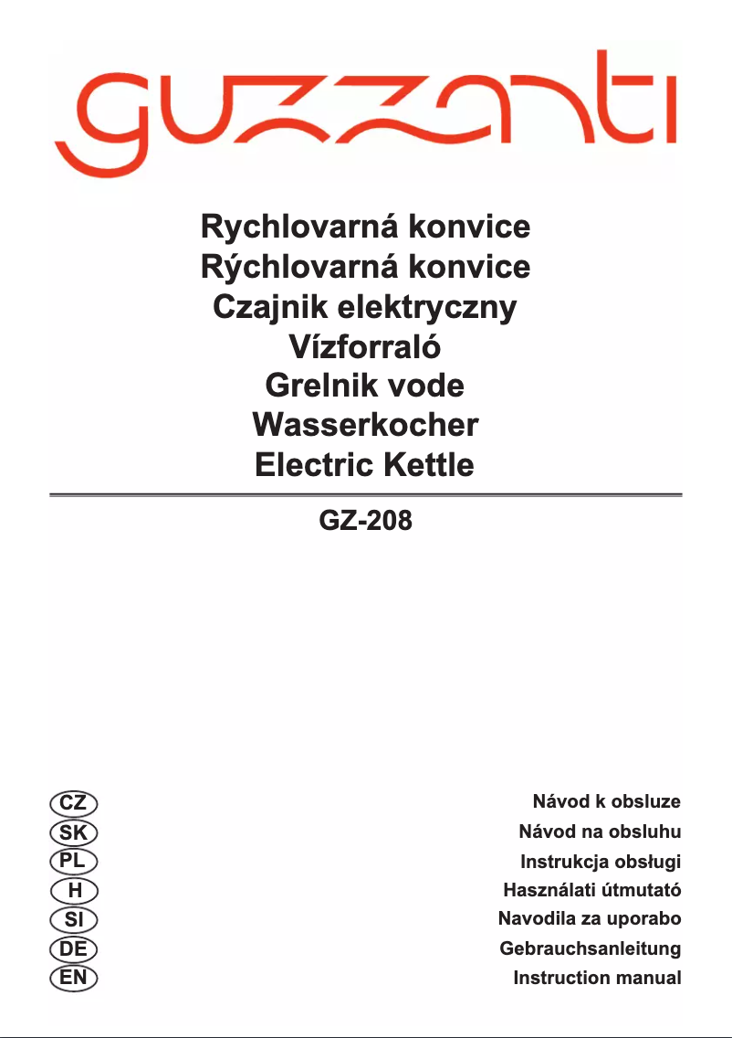 Image de la première page du manuel de l'appareil GZ-208