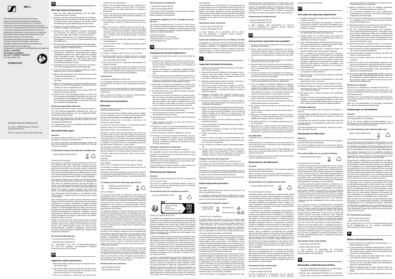 Page 1 de la notice Instructions de sécurité Sennheiser MK 4