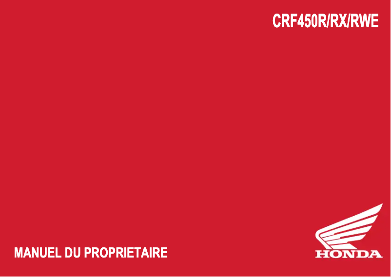 Image de la première page du manuel de l'appareil CRF450R (2025)