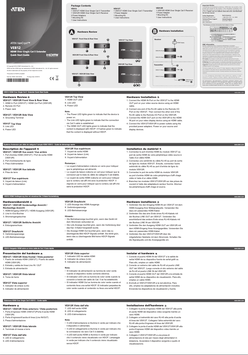 Page 1 de la notice Guide de démarrage rapide ATen VE812