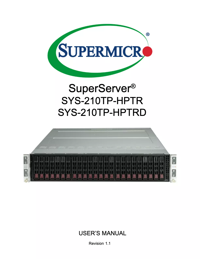 Page 1 de la notice Manuel utilisateur Supermicro SuperServer SYS-210TP-HPTRD