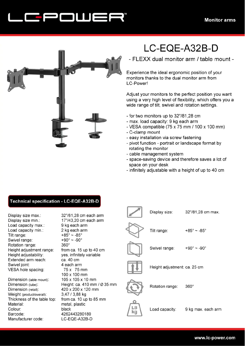 Page n°1 - Fiche technique LC-Power LC-EQE-A32B-D