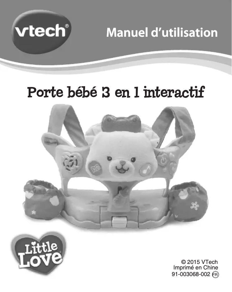 Page 1 de la notice Manuel utilisateur Vtech Porte Bébé 3 en 1 interactif