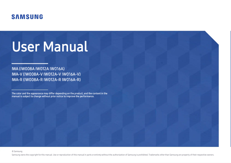 Page 1 de la notice Manuel utilisateur Samsung LH008IWAMW