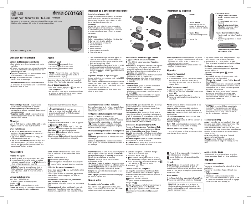 Page n°1 - Manuel utilisateur LG LGT530