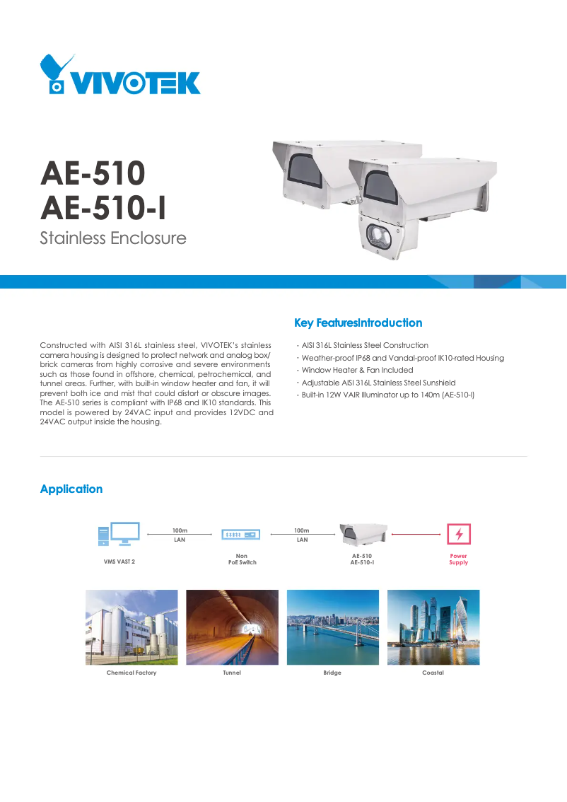 Page 1 de la notice Fiche technique Vivotek AE-510