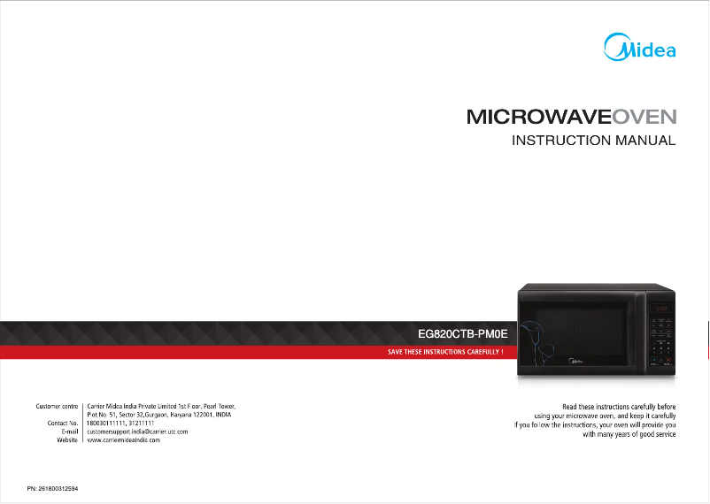 Page 1 de la notice Manuel utilisateur Midea EG820CTB-PM0E