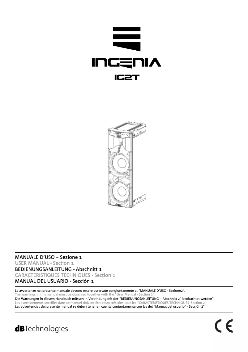 Page n°1 - Manuel utilisateur DB Technologies Ingenia IG2T