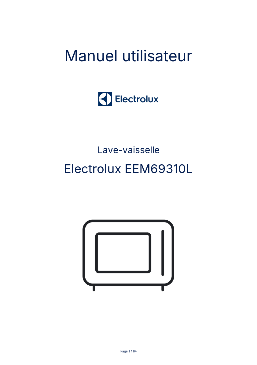 Page n°1 - Manuel utilisateur Electrolux EEM69310L