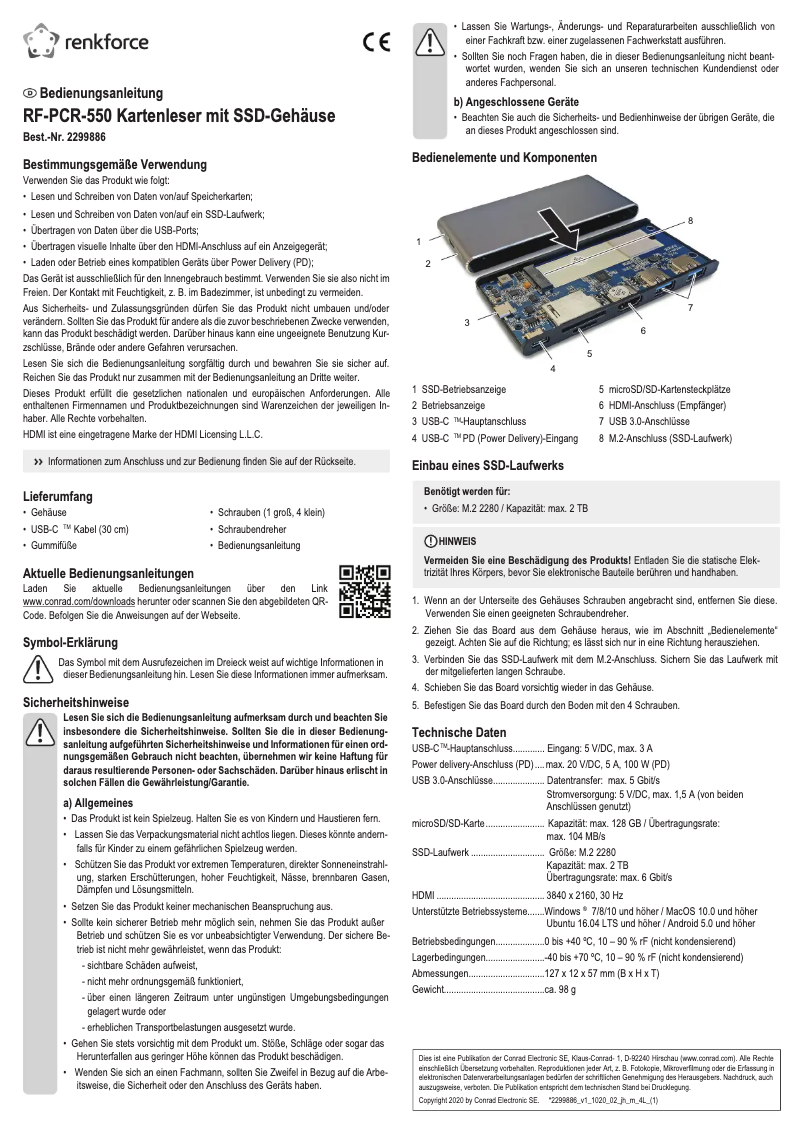 Page 1 de la notice Manuel utilisateur Renkforce RF-PCR-550
