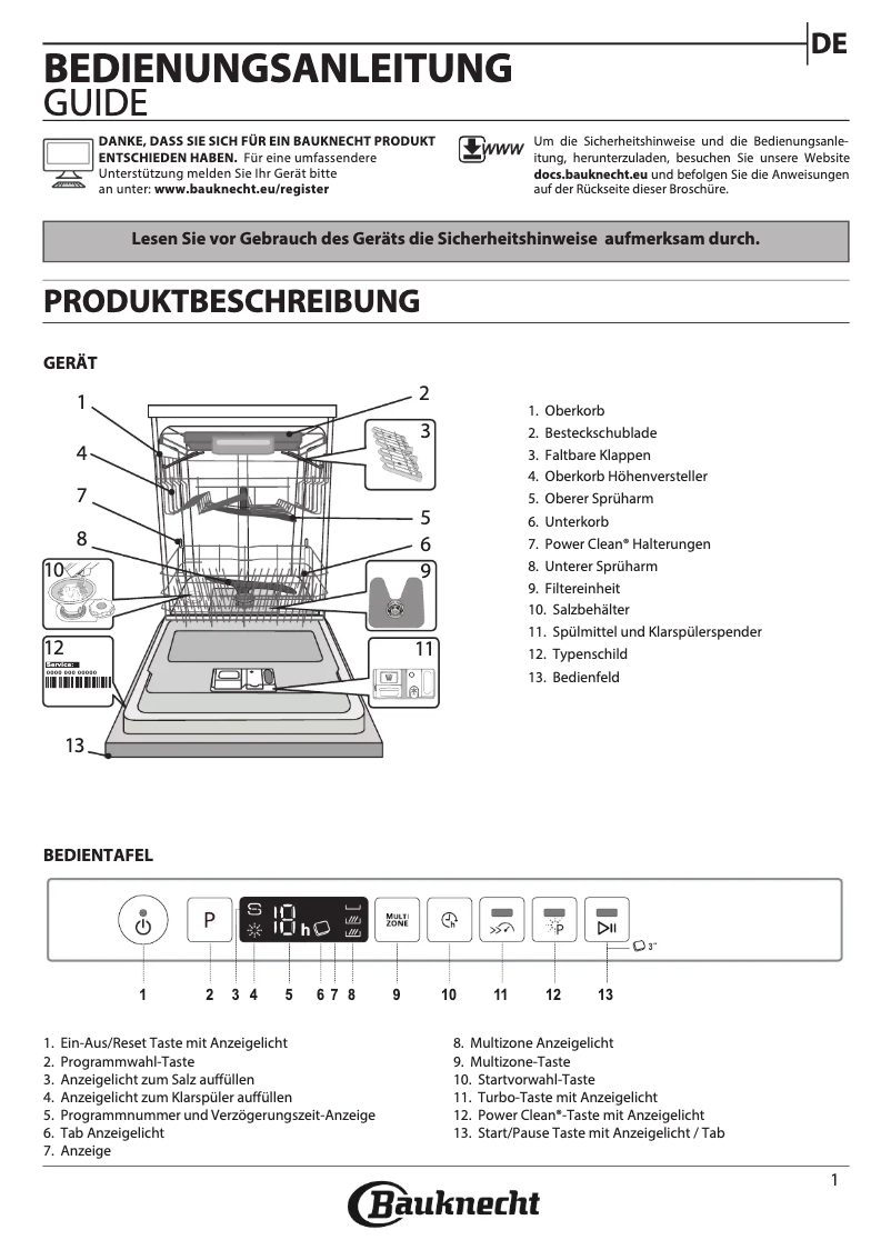 Page 1 de la notice Manuel utilisateur Bauknecht OBIO PowerClean 6330