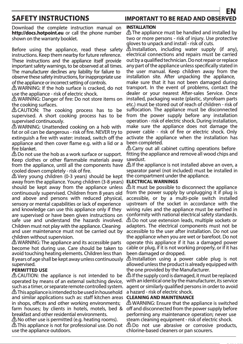 Page n°1 - Manuel utilisateur Hotpoint HR 632 B
